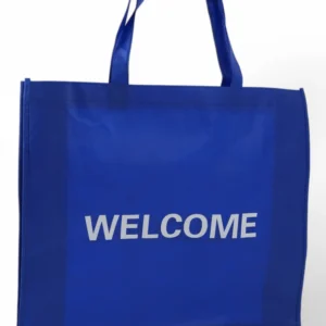 Sacoșă Cumpărături Textil (Albastru, Welcome, 45Cm X 43Cm X 13Cm)