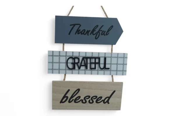 Decorațiune Din Lemn Cu Agățătoare "Thankful, Grateful, Blessed"