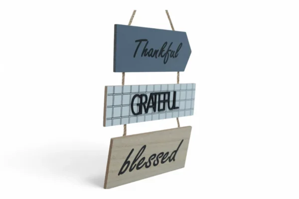 Decorațiune Din Lemn Cu Agățătoare "Thankful, Grateful, Blessed" - imagine 2