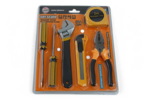 Set Scule (Cutter, Ruletă, Șurubelniță X2, Patent, Cheie Papagal) - imagine 2