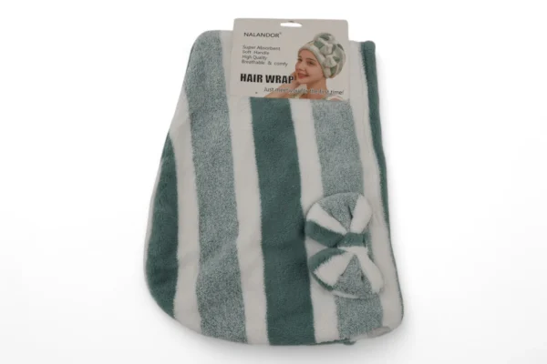 Turban Pentru Păr (Verde Petrol Cu Alb)