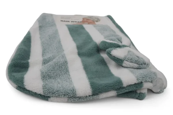 Turban Pentru Păr (Verde Petrol Cu Alb) - imagine 2