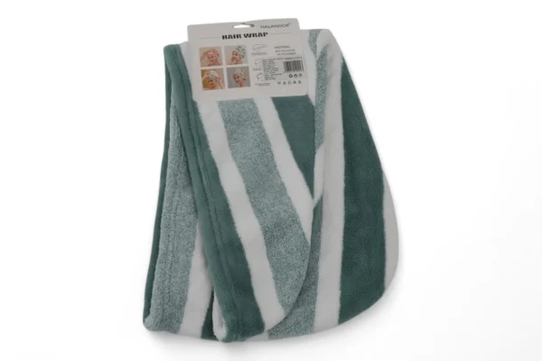 Turban Pentru Păr (Verde Petrol Cu Alb) - imagine 3