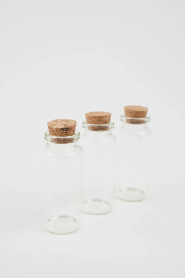 Set 3 Recipiente De Sticlă Cu Dop De Plută (3Cm X 7Cm)