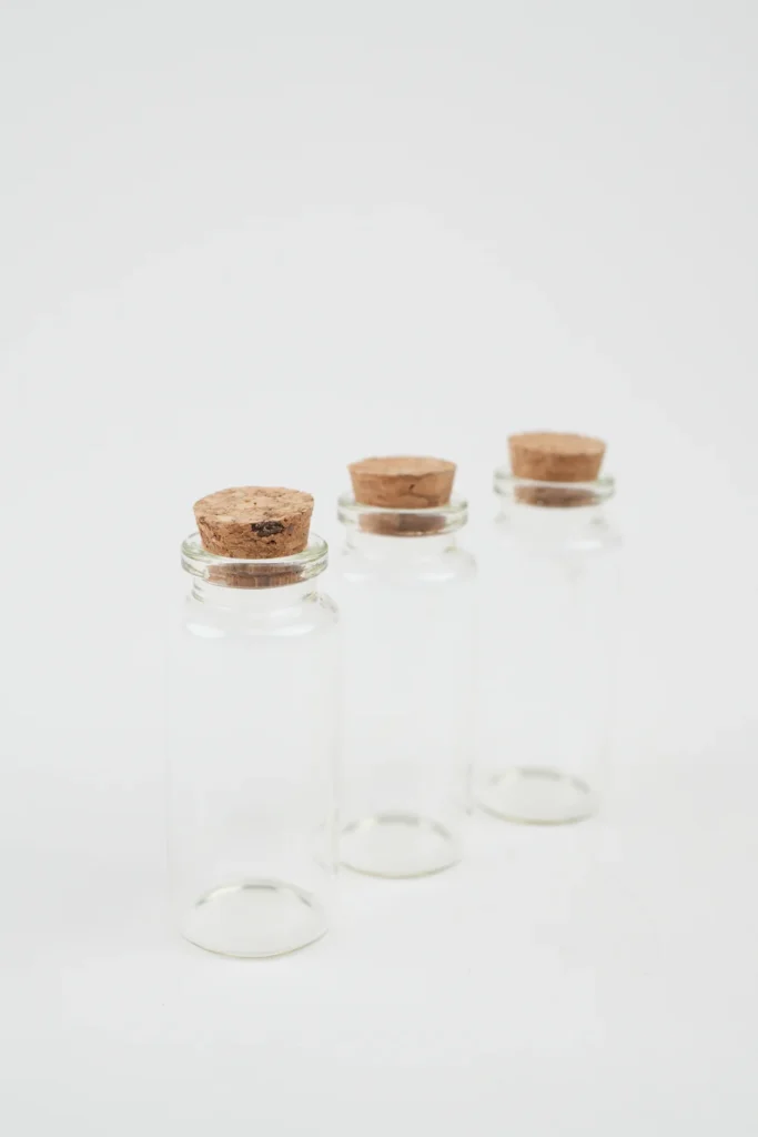 Set 3 Recipiente De Sticlă Cu Dop De Plută (3Cm X 7Cm)