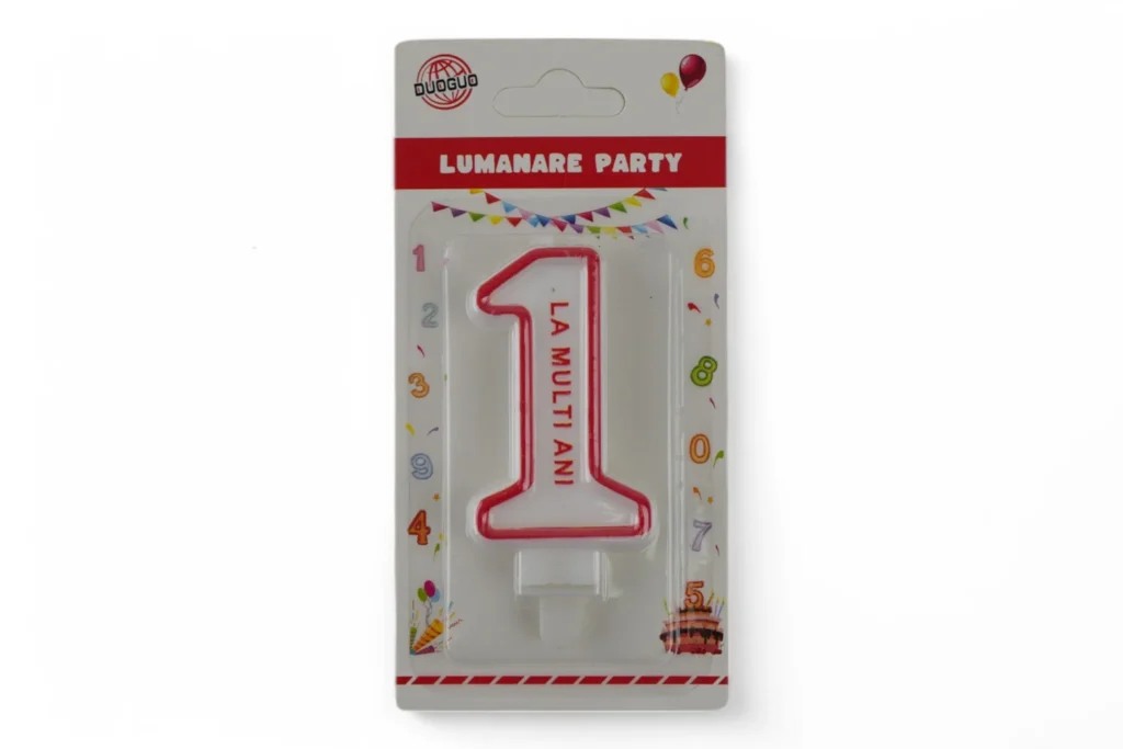 Lumânare Cifra 1 (Alb Cu Roșu)