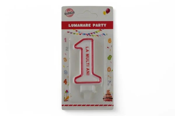 Lumânare Cifra 1 (Alb Cu Roșu)