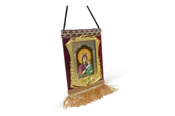 Icoană Maica Domnului Cu Franjuri (13Cm X 8,5Cm)