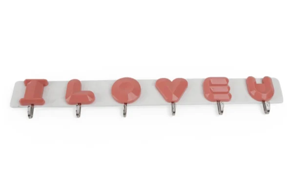 Cuier Cu 6 Agățătoare "I Love You" (Roz Somon)