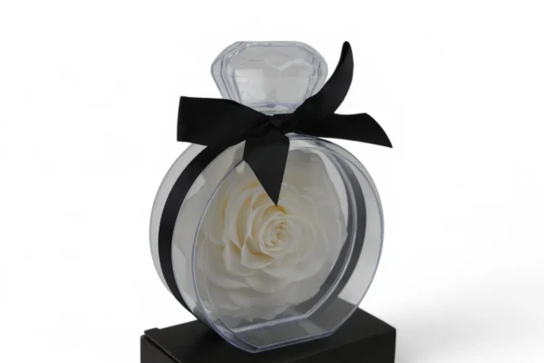 Trandafir Criogenat În Sticlă De Parfum (Alb)
