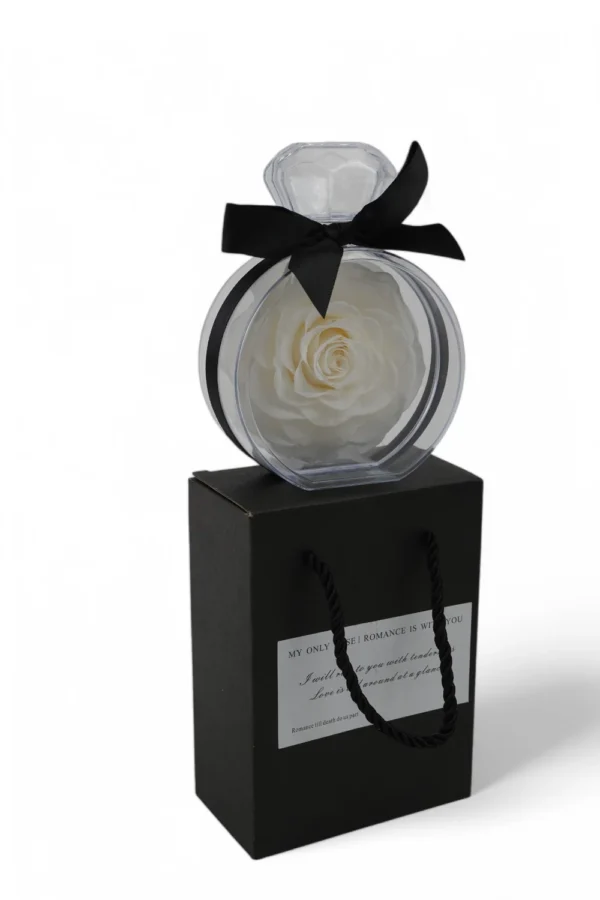 Trandafir Criogenat În Sticlă De Parfum (Alb) - imagine 4