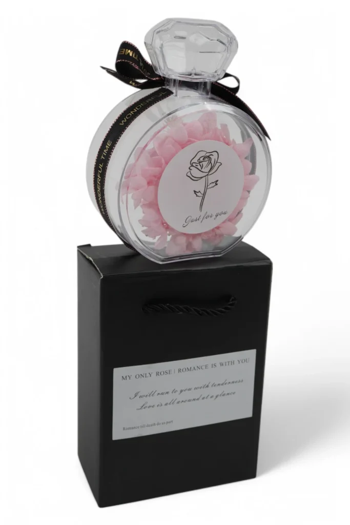 Trandafir Criogenat În Sticlă De Parfum (Roz)