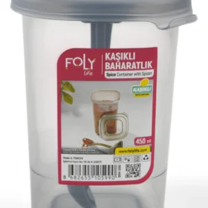 Cutie Pentru Alimente Din Plastic Cu Linguriță (Gri)