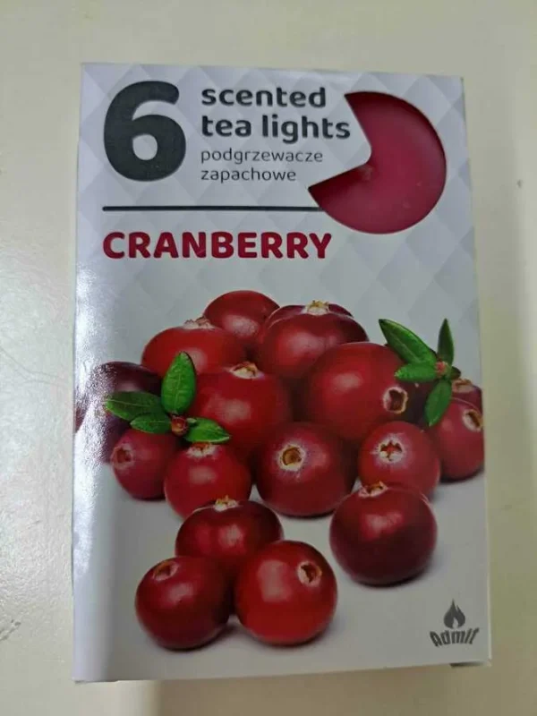 SET LUMANARI PARFUMATE CRANBERRY 8*12CM 6BUC