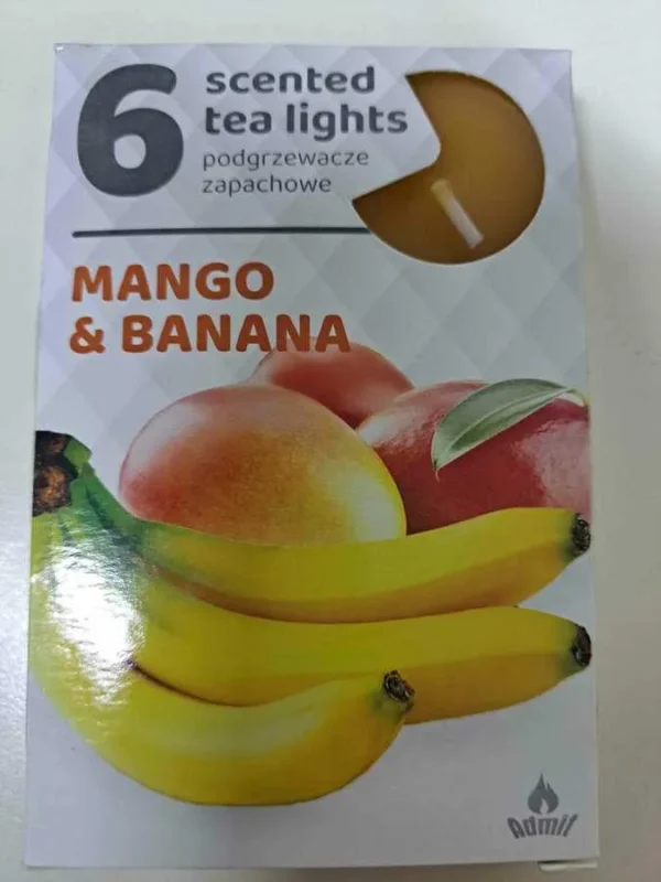 SET LUMANARI PARFUMATE MANGO BANANA 8*12CM 6BUC