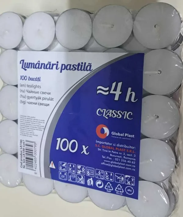 CANDELE PASTILE ALBE 100/SET ARD 4H LA100